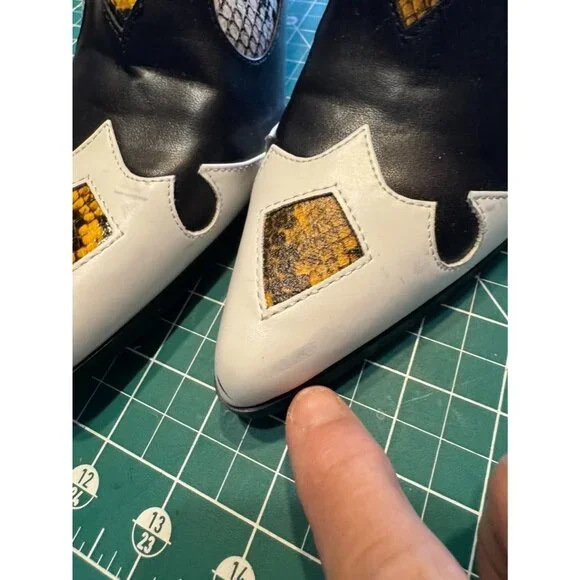 Lemonade Western Style Black White Cowboy Boots Snake Print Accents Womens Size - Picture 6 of 11